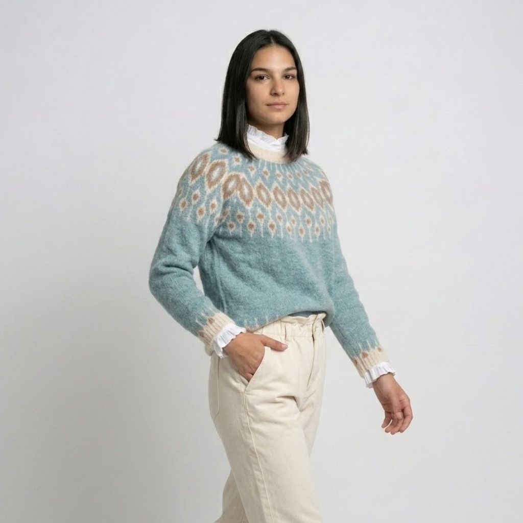 Traditional Pattern Knitted Acrylic Sweater