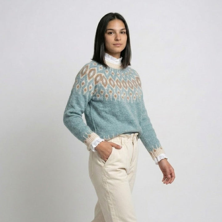 Traditional Pattern Knitted Acrylic Sweater