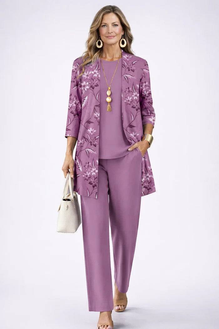 Three-Piece Outfit: Long Top and Trousers Set