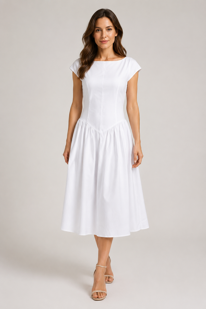 Želmíra | Midi A-Line Dress with Boat Neck