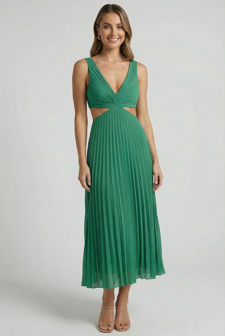 Karina | Chic Pleated Maxi Gown