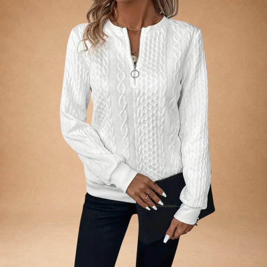 Pagona - Women's Zip-Up Cardigan with Cable Knit Design for Elegant Comfort