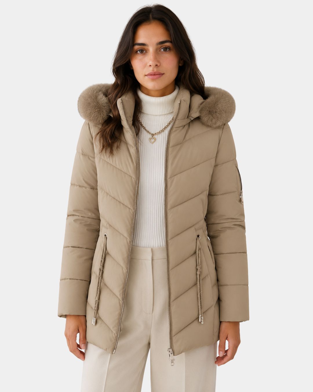 Tailored Fit Quilted Coat with Removable Hood
