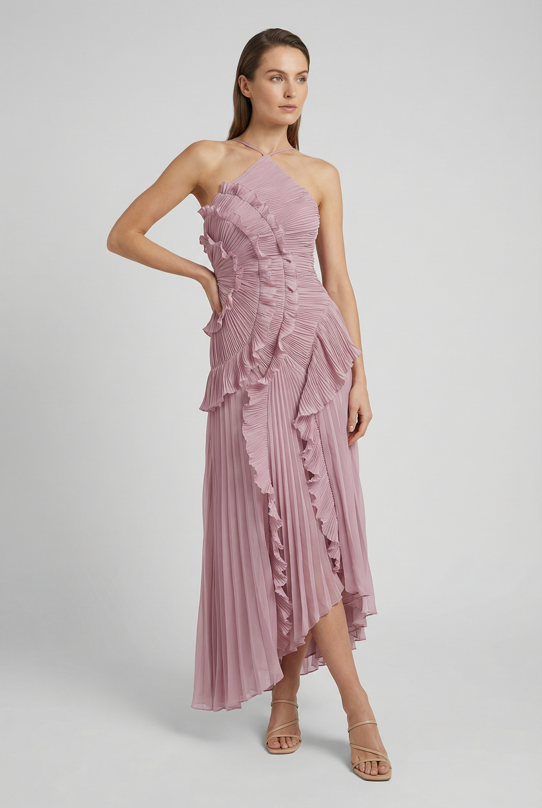 Bibiána | Asymmetrical Pleated Maxi Gown
