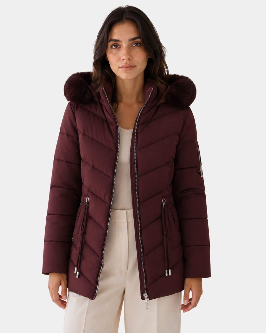 Tailored Fit Quilted Coat with Removable Hood