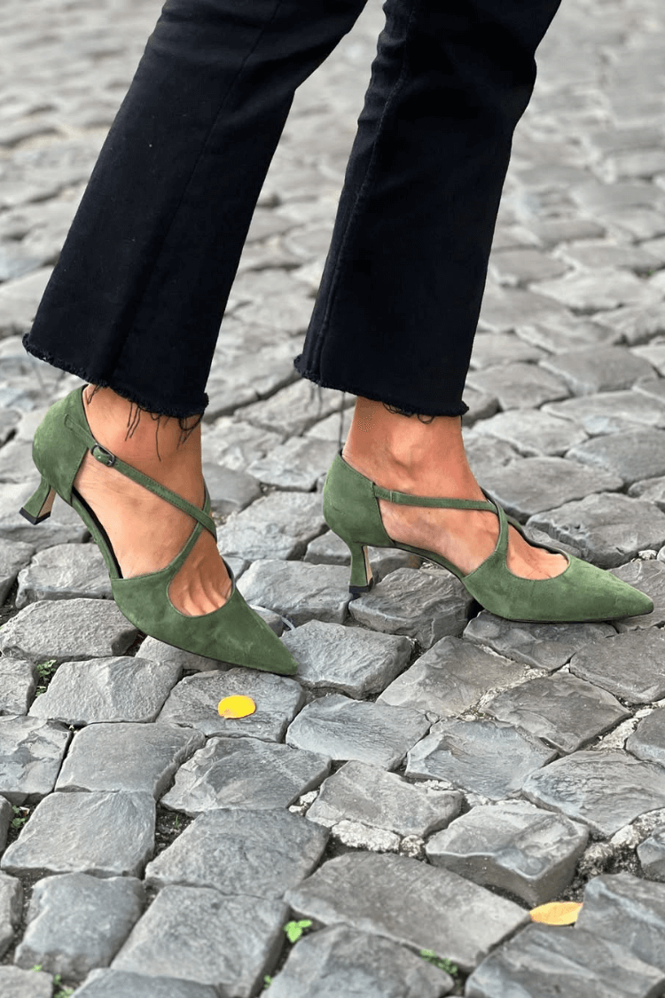 Louisa - Emerald Satin Stiletto Heels