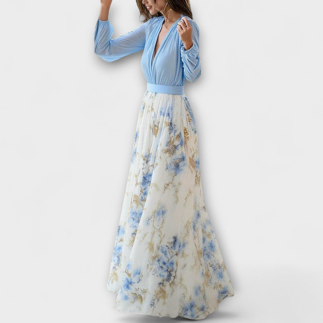 Carmo | Floral Long Satin Dress