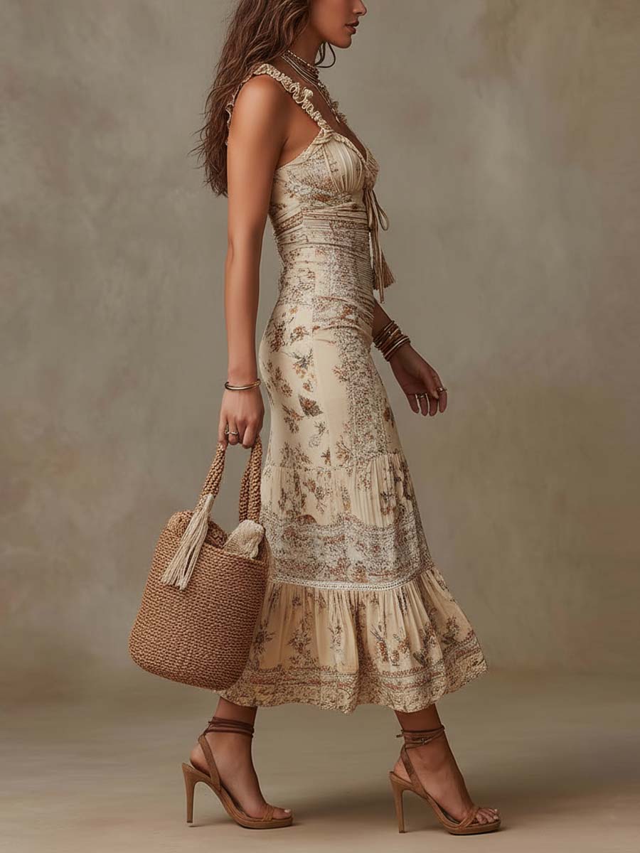 Floral Ruffled Midi Dress
