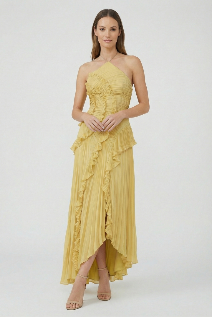 Bibiána | Asymmetrical Pleated Maxi Gown