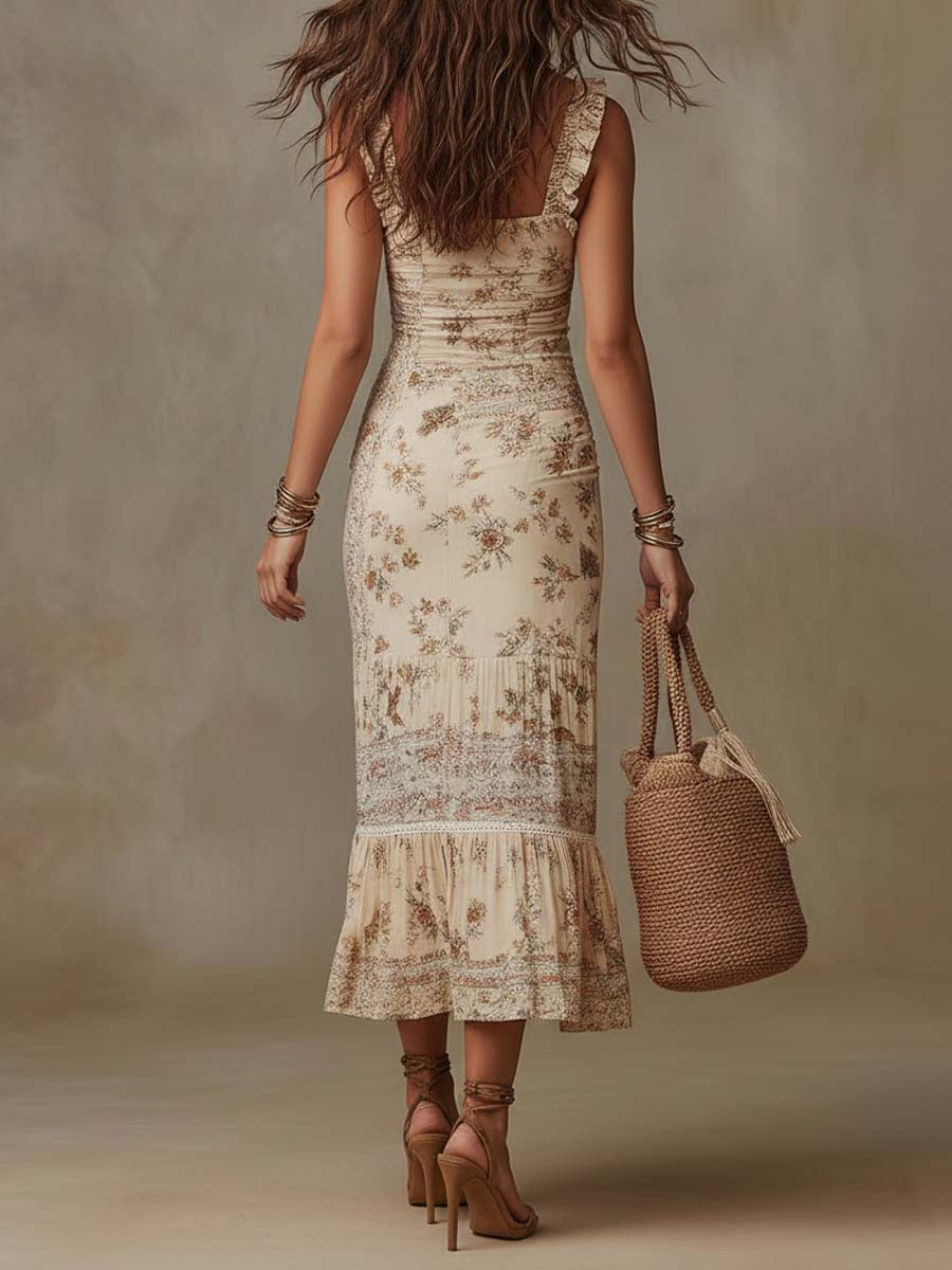 Floral Ruffled Midi Dress