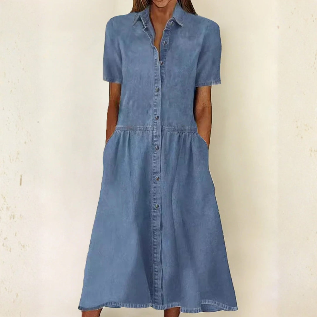 Carolina - Denim Dress with Short Sleeves