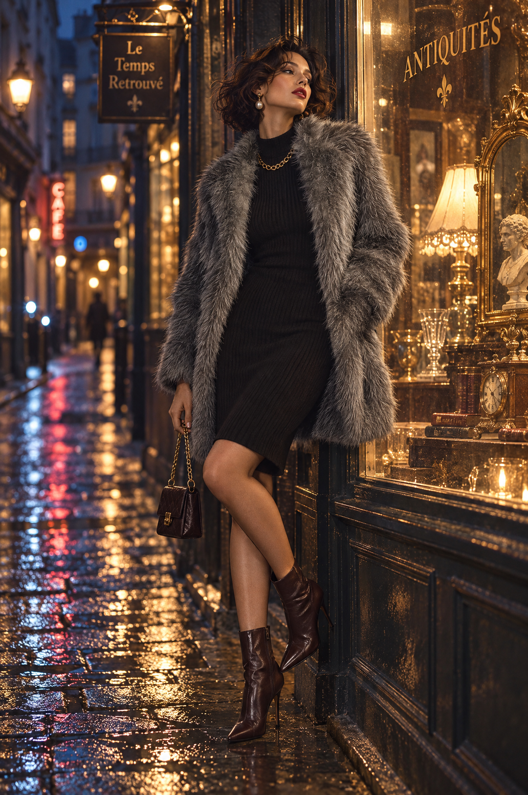 Elegant Mid-Length Faux Mink Fleece Coat with Handle and Straight Cut