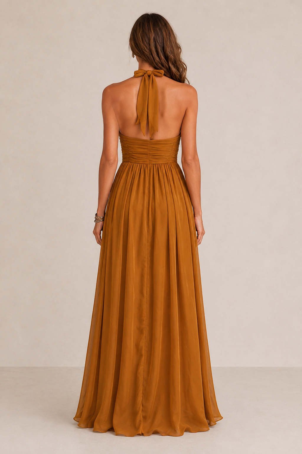 Bohuslava | Elegant Long Evening Gown with Plunging Neckline