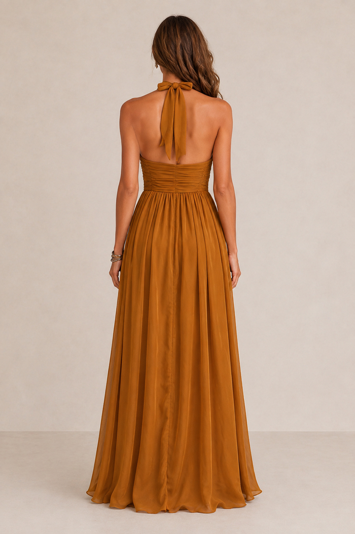 Bohuslava | Elegant Long Evening Gown with Plunging Neckline