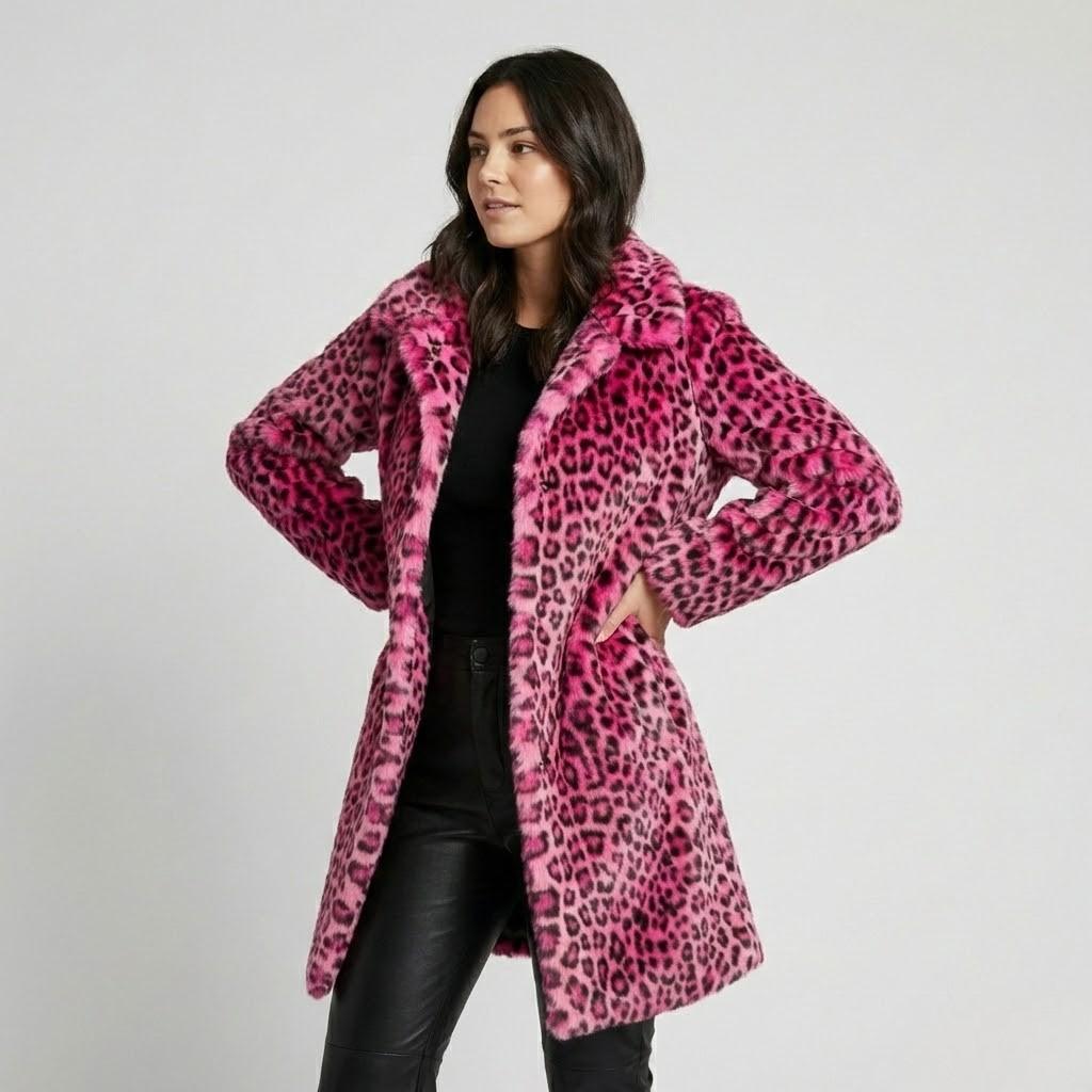 Straight-Cut Long Synthetic Fur Coat