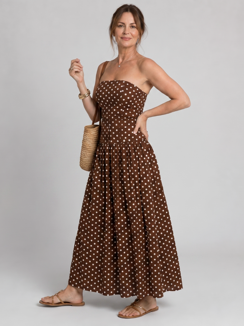 Sorien | Midi Strapless Dress with Deep Design