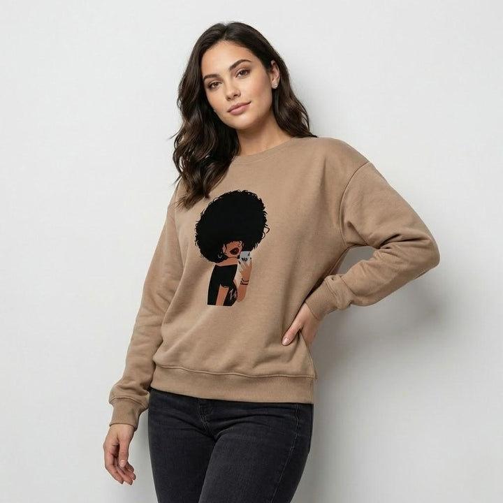 Relaxed Fit Cotton Sweatshirt with Graphic Design