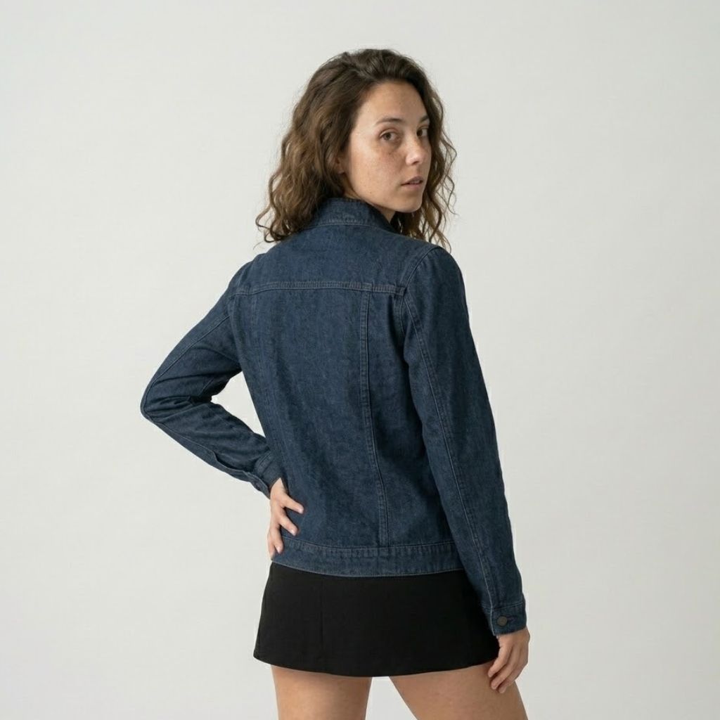 Urban-Style Structured Denim Jacket with Front Pockets