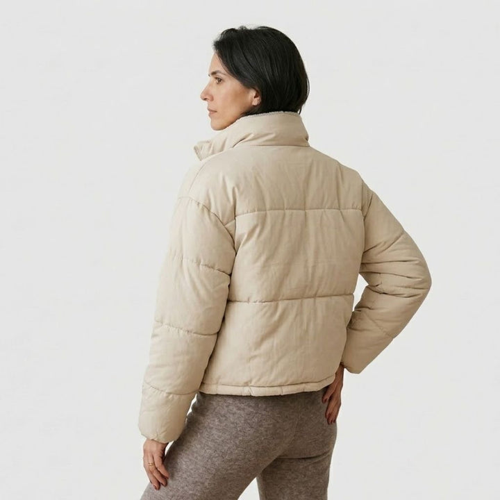 High-Collar Short Quilted Jacket