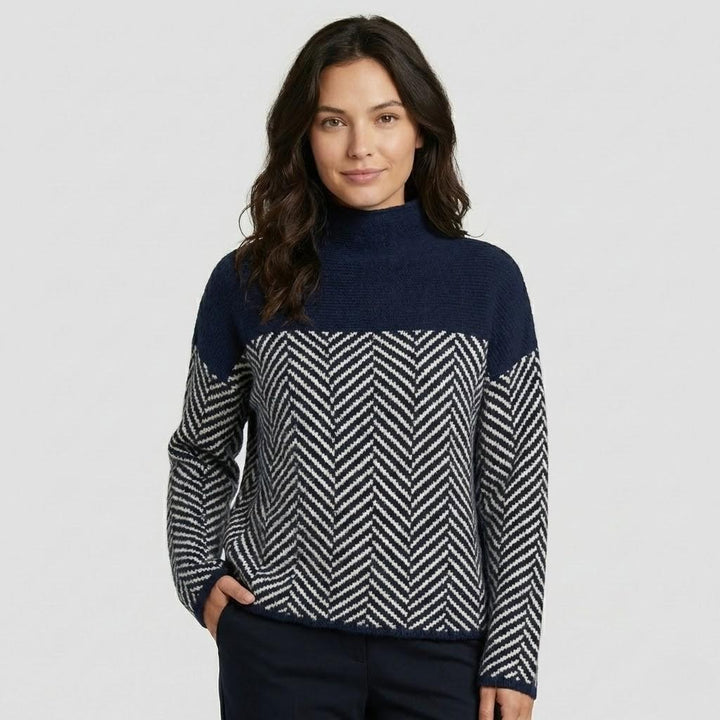 Relaxed Fit Graphic Motif Sweater in Soft Wool Blend Knit