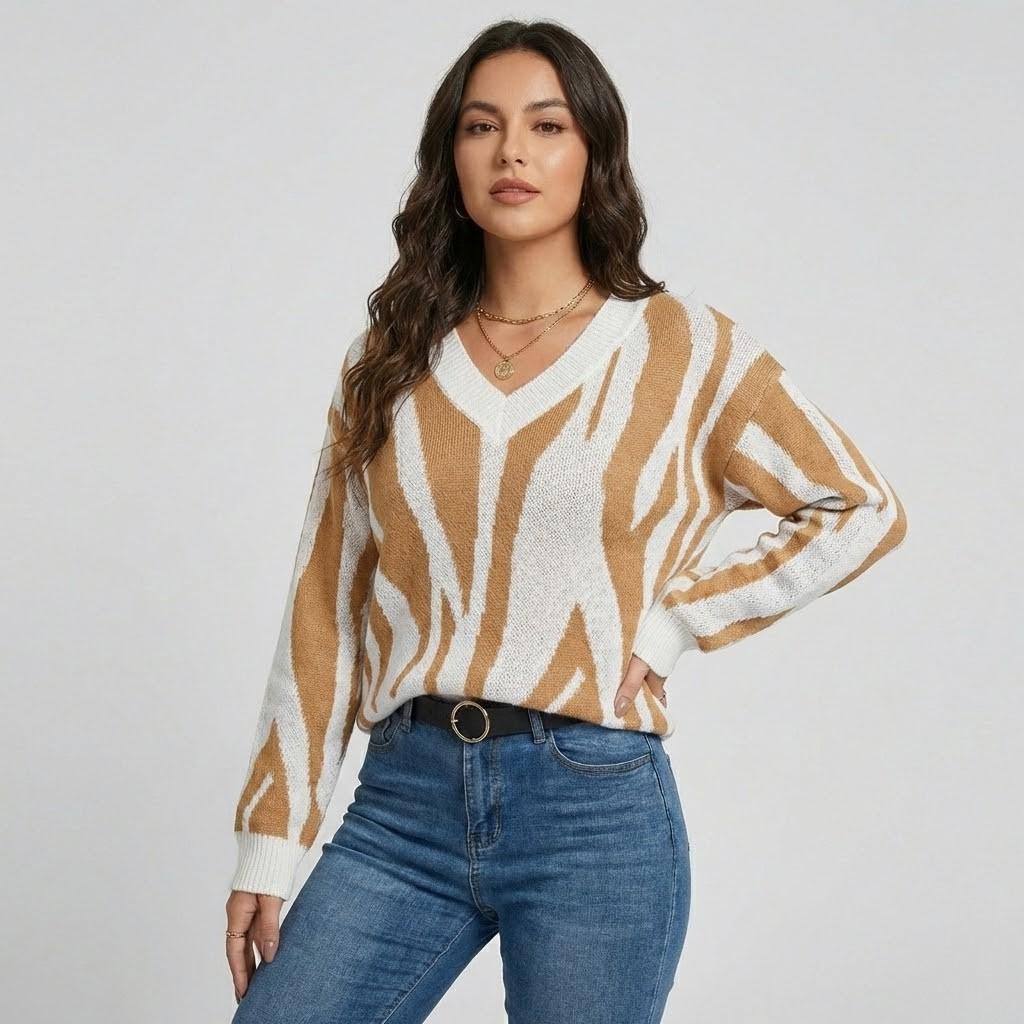 V-Neck Straight Cut Knitted Sweater