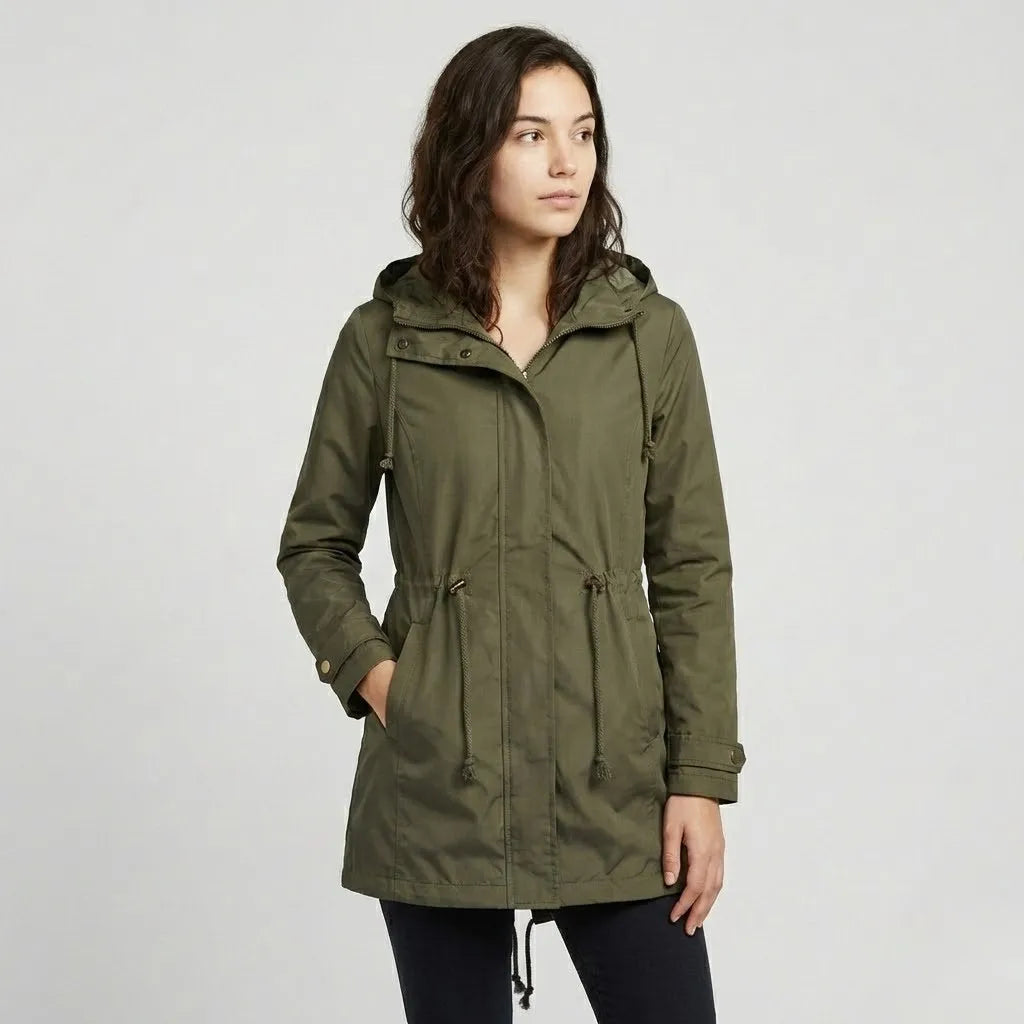 Fitted Hooded Long Parka in Technical Cotton