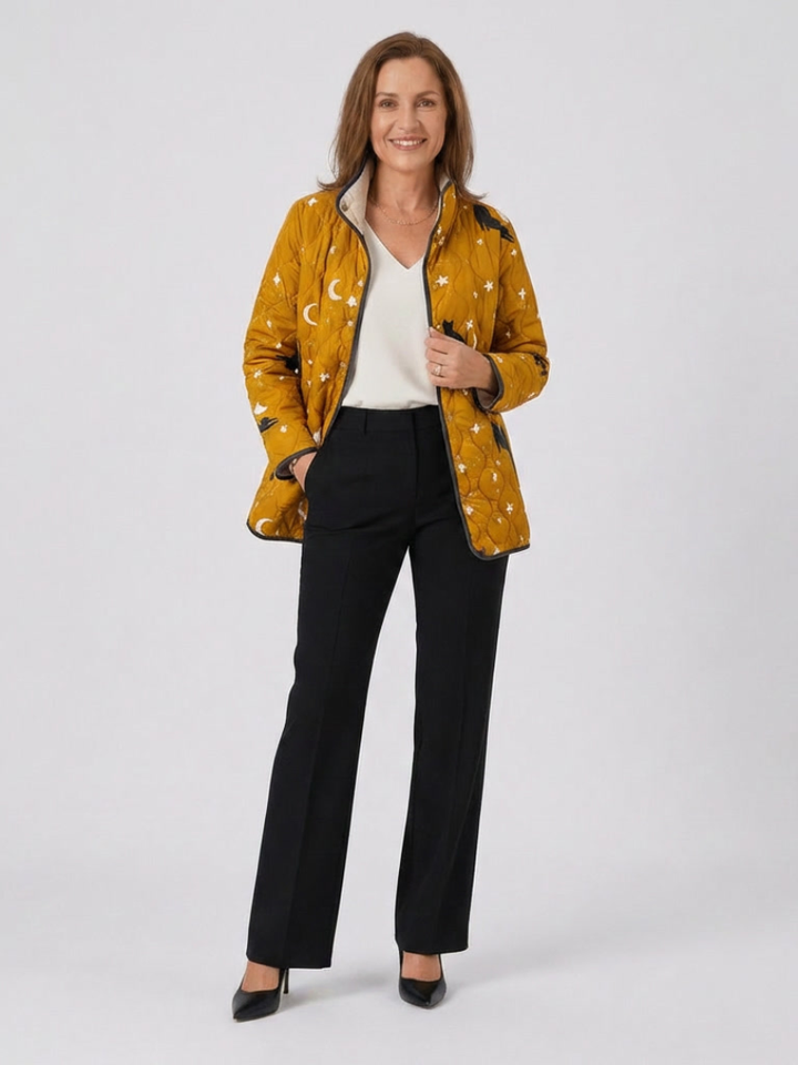 Nicole Padded Coat with Cats and Stars