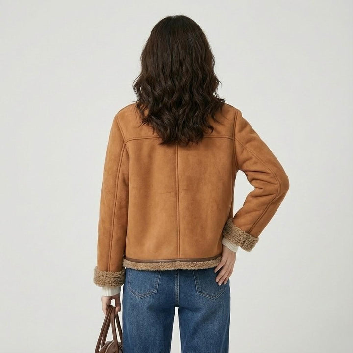 Suede-Look Quilted Jacket with Straight Cut