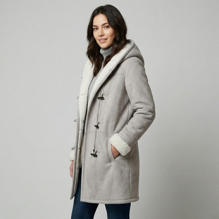 Suede-Look Jacket with Fur Lining and Straight Cut