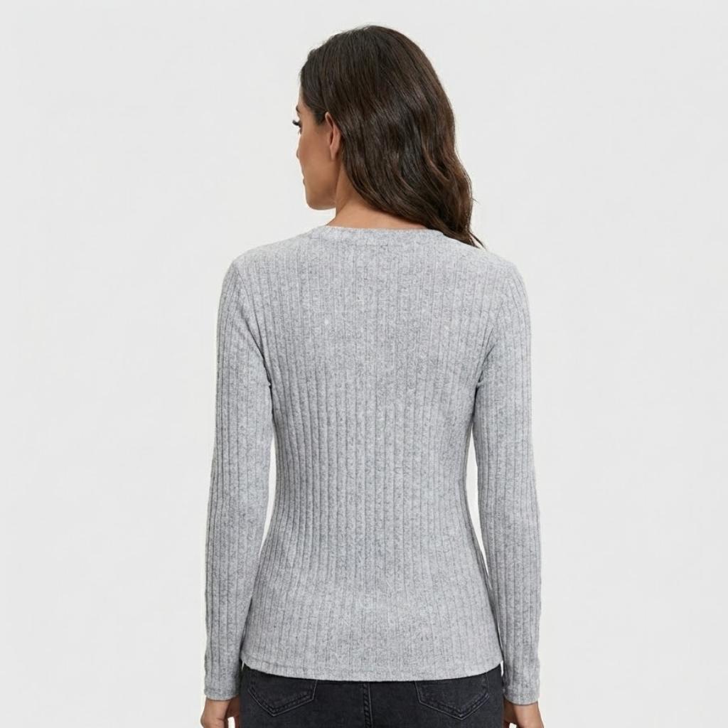 Fitted Ribbed Cotton Blend Sweater