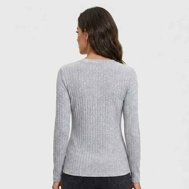 Fitted Ribbed Cotton Blend Sweater