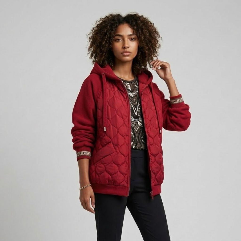Urban Style Quilted Jacket with Adjustable Hood