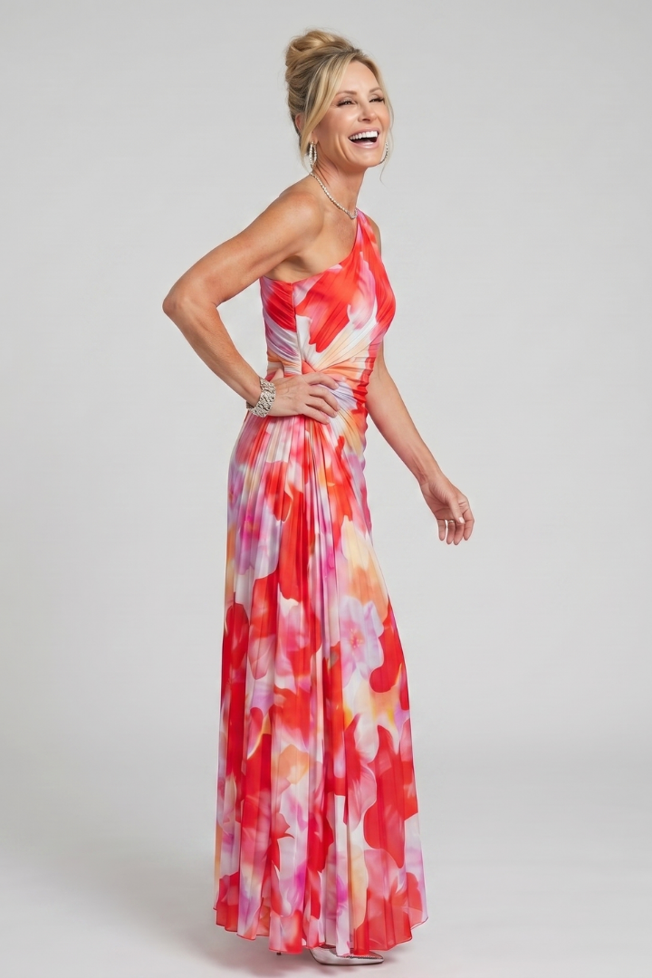 Jaromíra | One-Shoulder Floral Maxi Dress