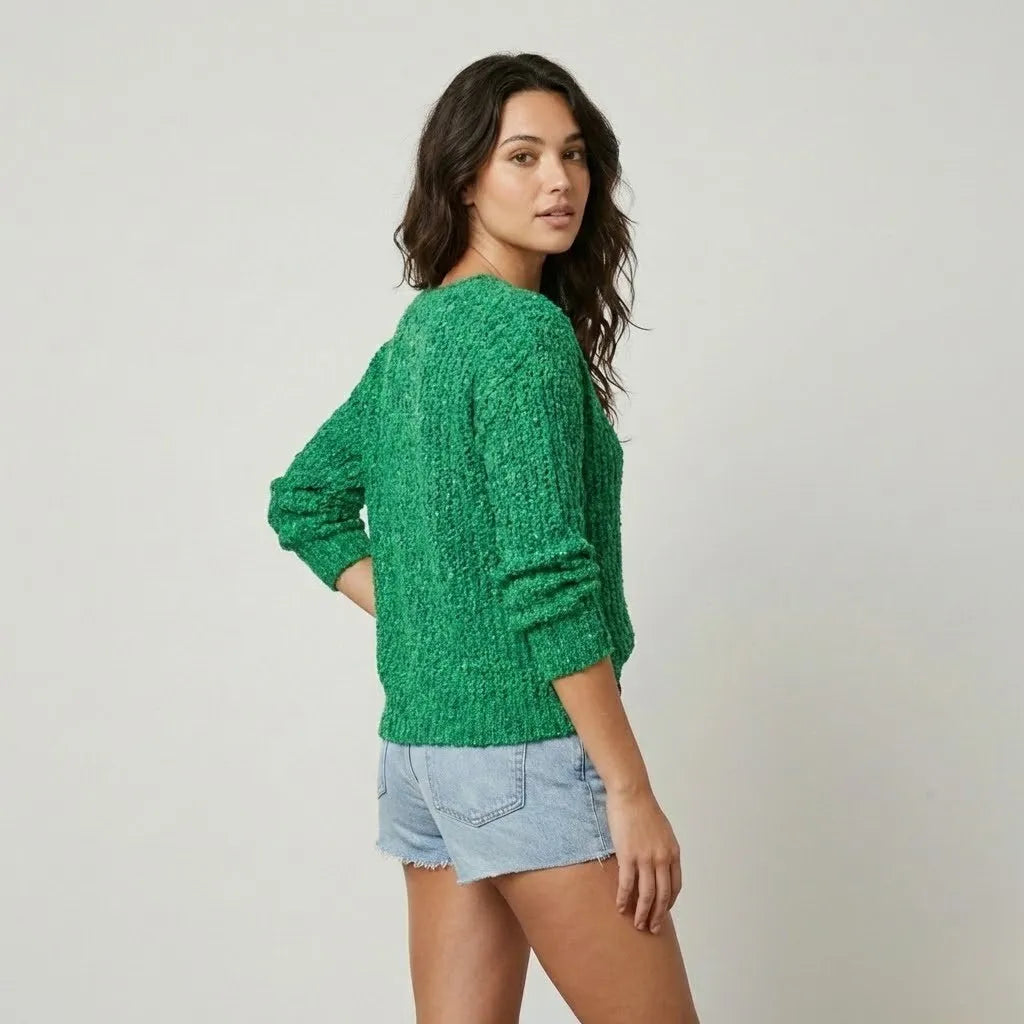 Cozy Textured V-Neck Sweater for a Relaxed Fit