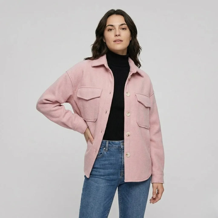 Solid-Colored Shirt Jacket with Contemporary Urban Flair
