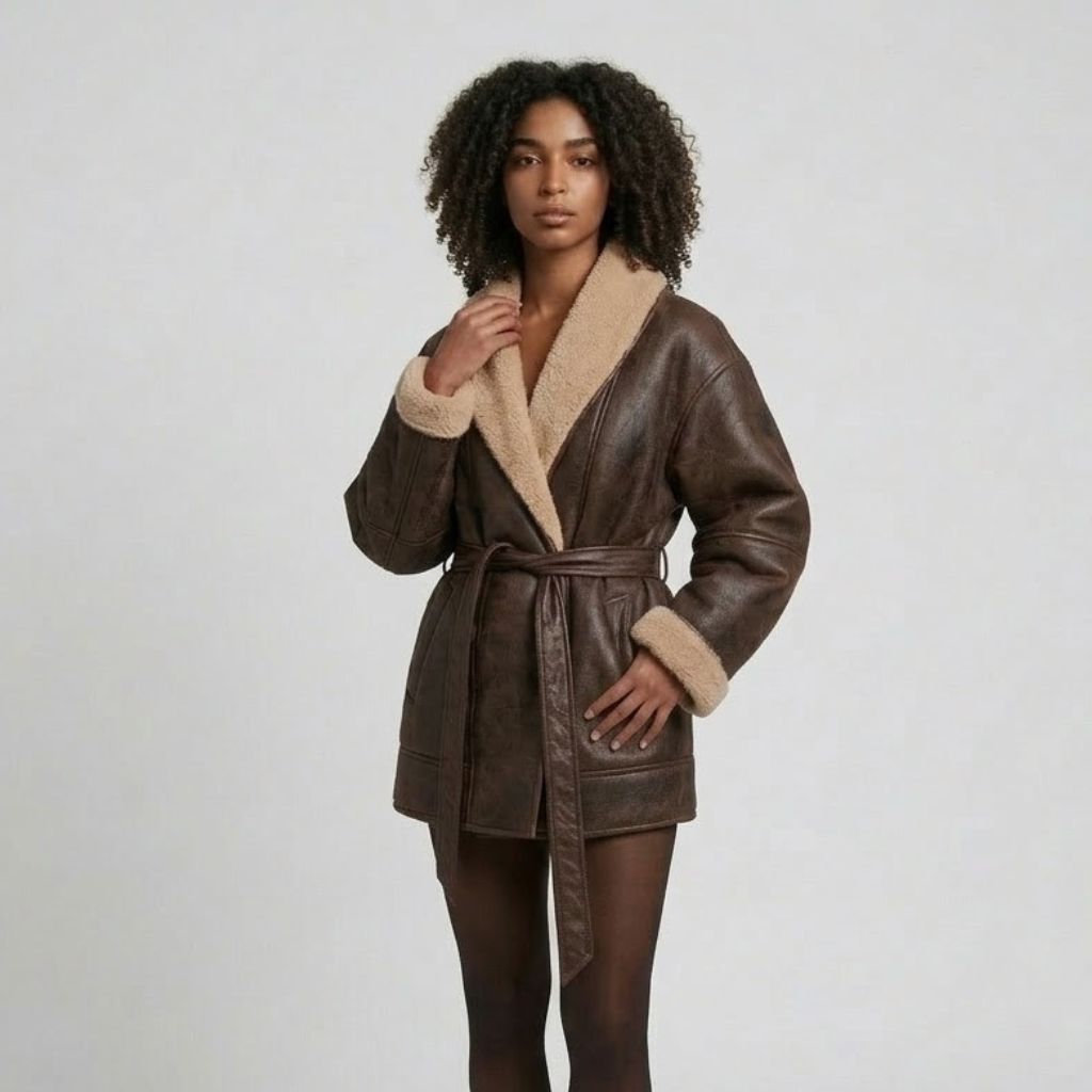 Adjustable Belted Wrap Winter Coat