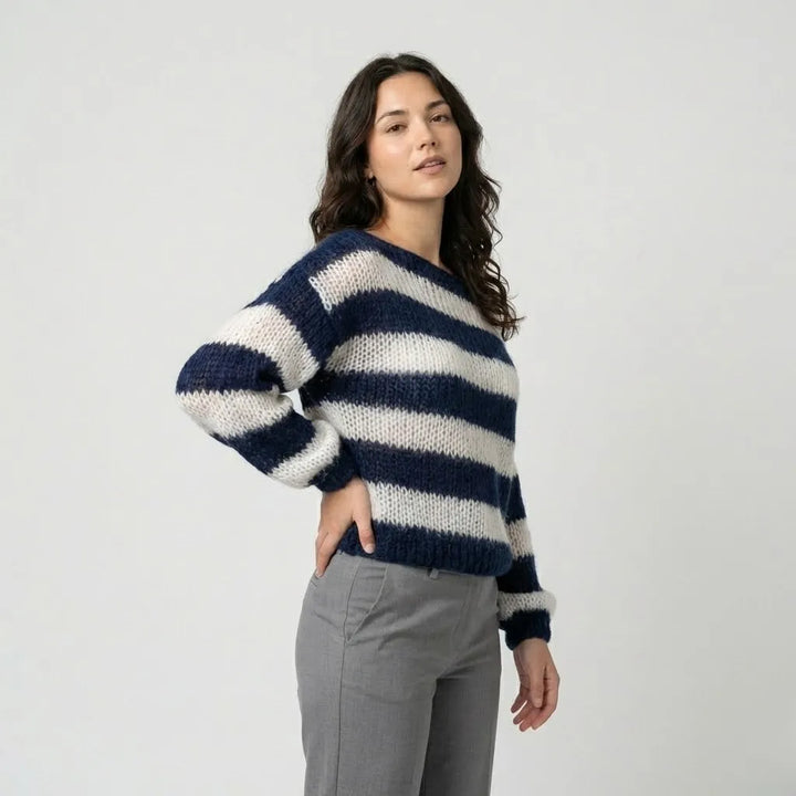 Cozy Relaxed-Fit Wool Sweater with a Wide Neckline
