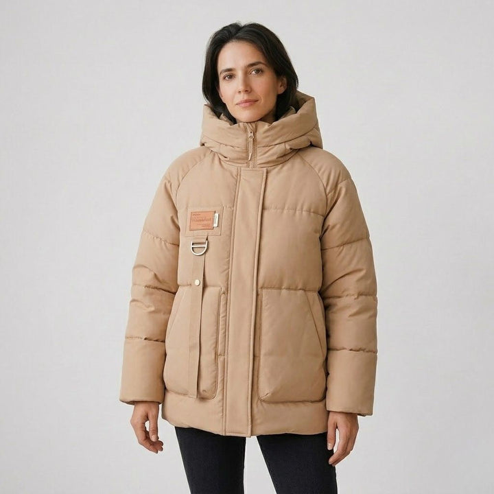 Urban-Style High-Collar Quilted Jacket