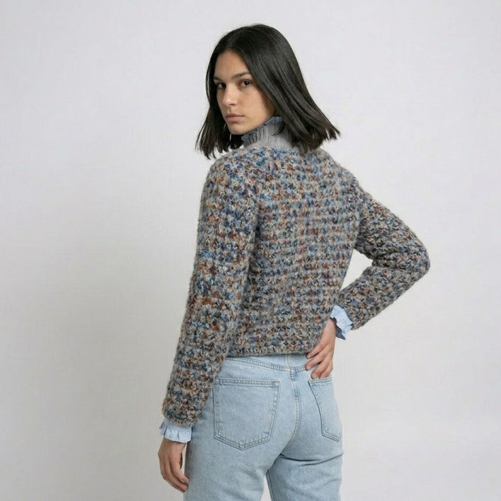 Multicolored Roll Neck Knitted Sweater in Acrylic-Polyester Blend