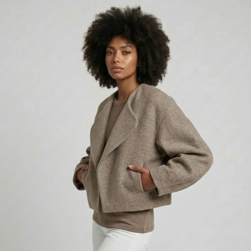 Casual Short Jacket with Oversized Collar