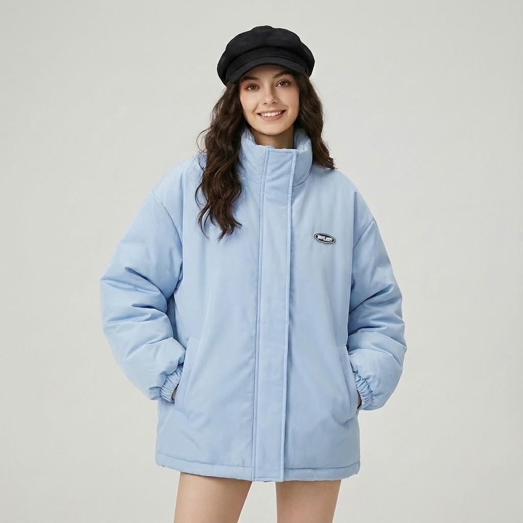 Reversible Oversized Quilted Jacket in Cotton Blend