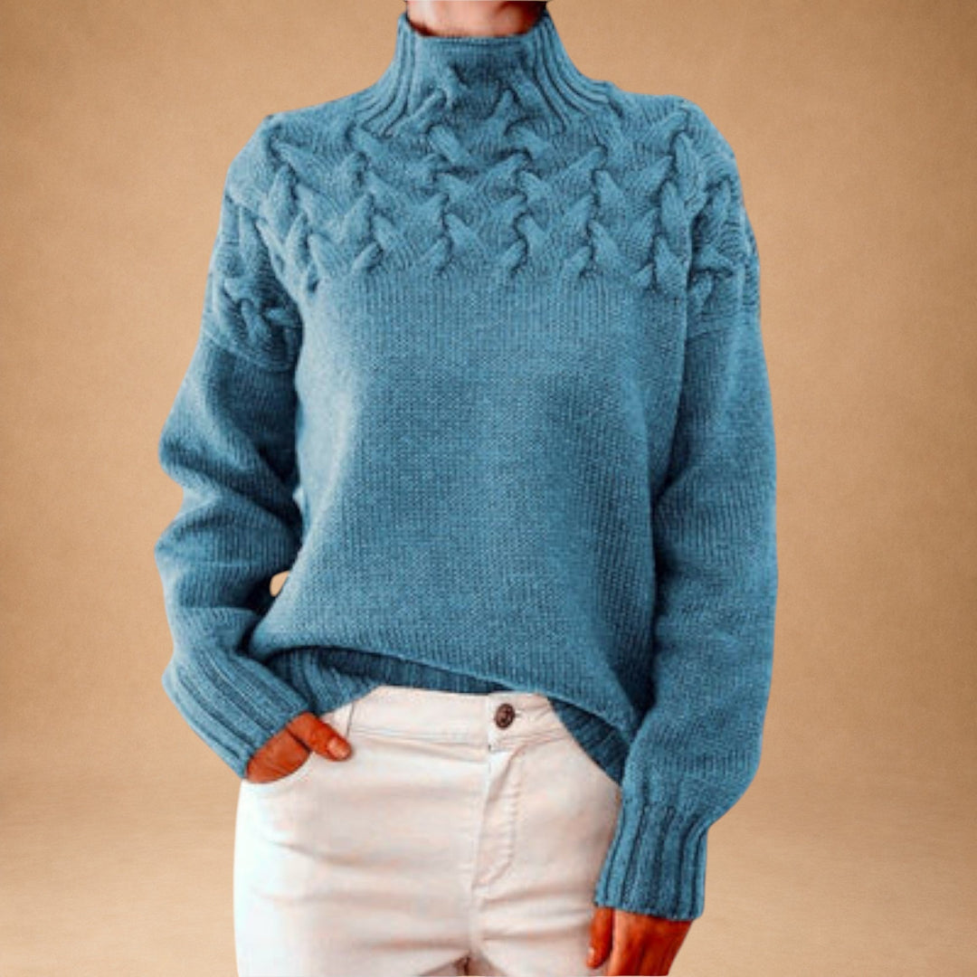 Eva - Women's Knitted Sweater with Knitting Detail