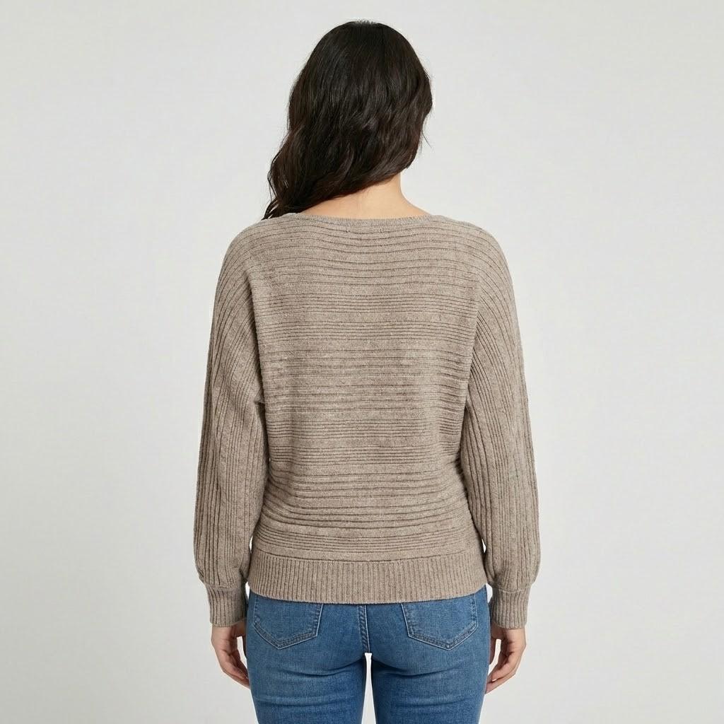 Cozy Loose-Fit Ribbed Sweater with a Wide Neck