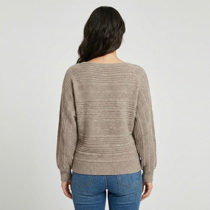Cozy Loose-Fit Ribbed Sweater with a Wide Neck