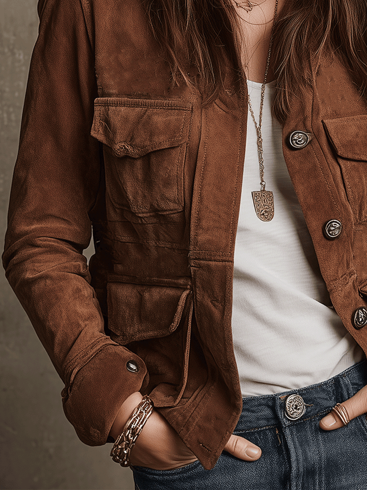 Classic Brown Suede Winter Coat