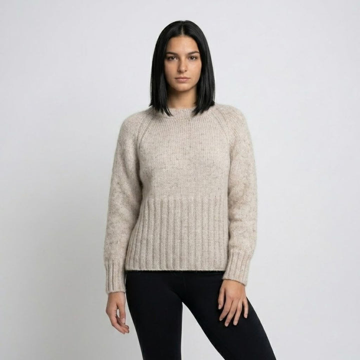 Textured Knit Sweater Crafted from Acrylic-Polyester Blend