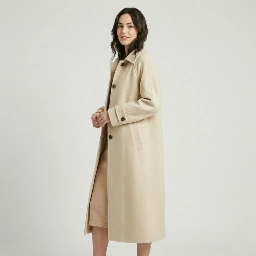 Timeless Straight-Cut Long Wool Blend Coat