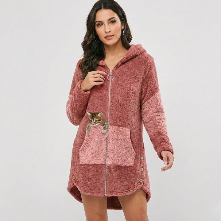 Cozy Hooded Knit Jacket with Relaxed Fit