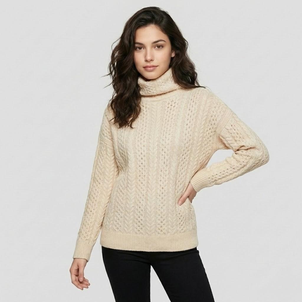 Relaxed Fit Roll Neck Knitted Sweater