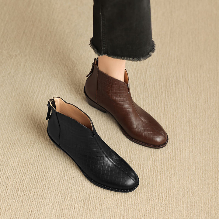 Genuine Leather Straight-Calf Boots